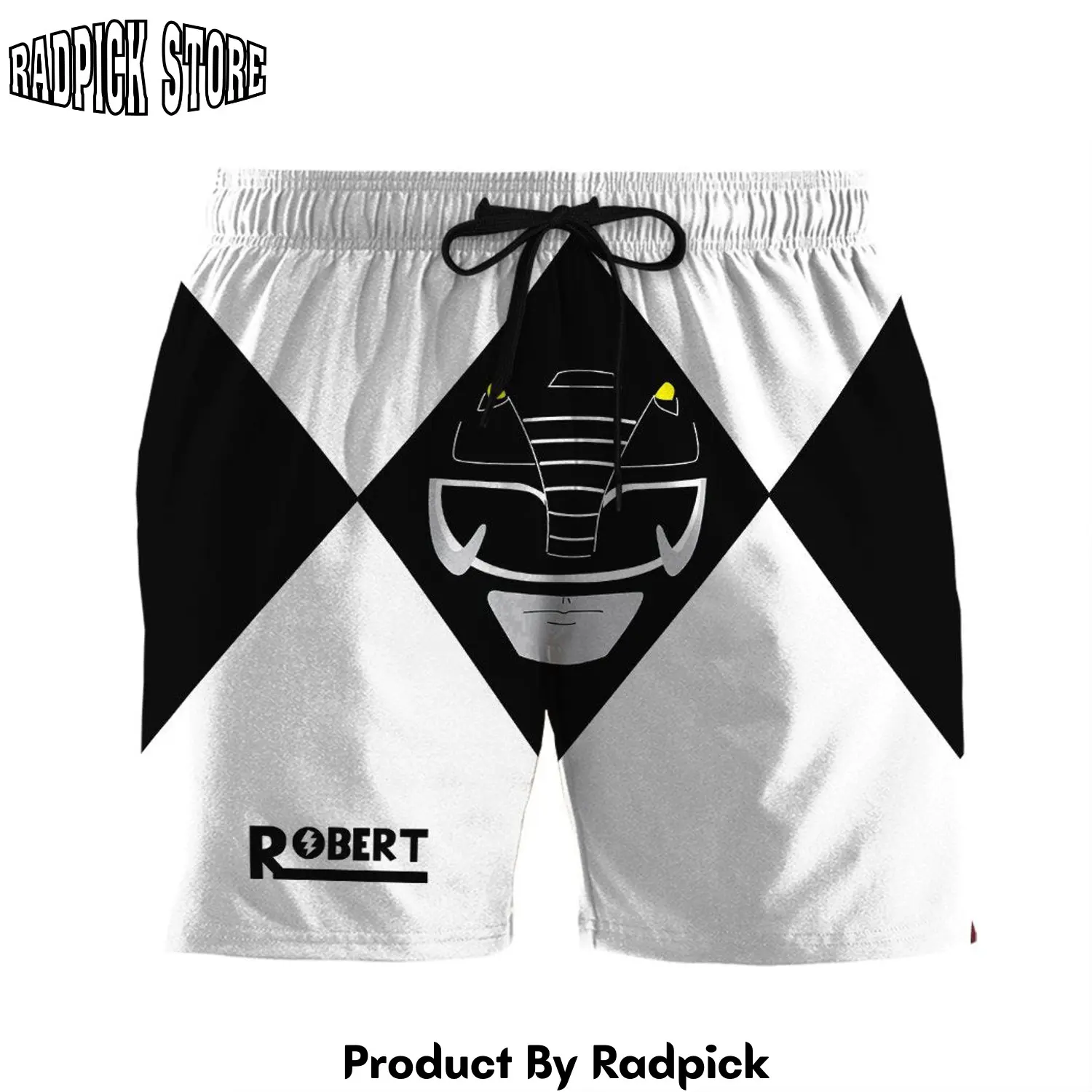 Radpick 3d mighty morphin power rangers black ranger custom name beach shorts swim trunk rp631342